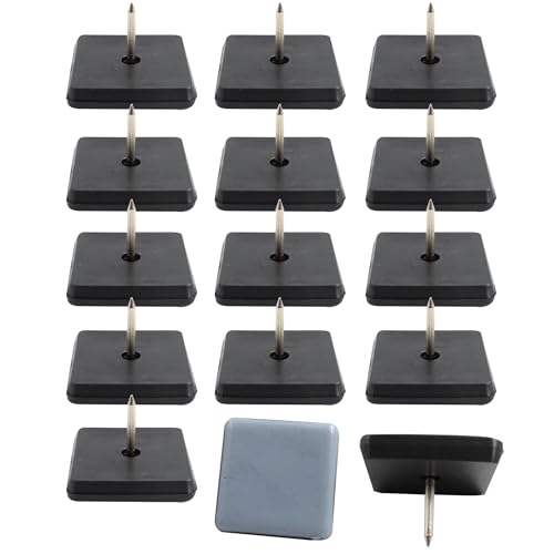 12pcs 1-1/2" Nail on Furniture Glides Sliders for Wooden Furniture, Furniture Sliders Pads Square Teflon Furniture Glides Floor Protectors PTFE Moving Furniture Glides - size: 1.5x1.5"-12pcs