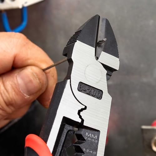 HAUTMEC 8" Diagonal Cutting Pliers, 4 in 1 Multifunction Side Cutters Pliers with Pro-High Leverage, CRV Steel Heavy Duty Wire Diagonal Cutters for Electricians, Mechanics & DIY, HT0272-PL - color: 8" Diagonal Pliers