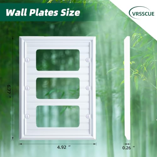 White Natural Material Triple Decorator Outlet Cover Wall Plate(1-Pack) - size: Triple Decorator
