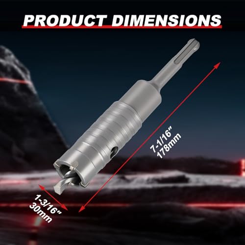 Professional 1-3/16" (30mm) Concrete Hole Saw 110mm SDS Plus & Dust Bag - size: 1-3/16" (30mm)