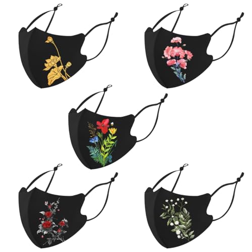 Reusable Cloth Washable Ice Silk Cloth Face Masks,Adjustable Fancy Flower Pattern Cloth Mask for Adult - color: N10