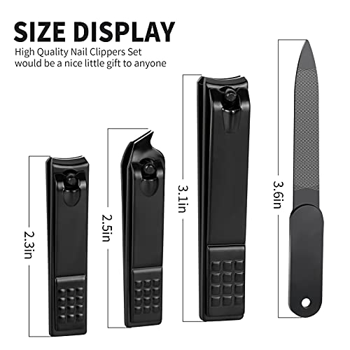 Aogeili Wide Jaw Steel Clippers w/Nail File for Thick Toenail & Fingernail - size: Large/Small/Oblique/File
