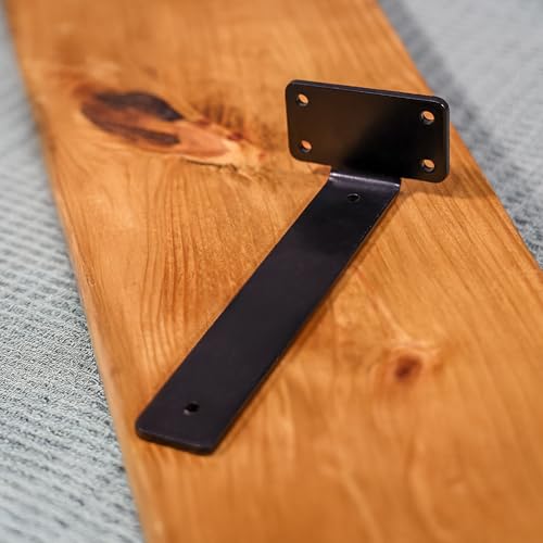 4 Pack 10 Inch Shelf Brackets – Heavy-Duty Black Metal L Bracket Kit for Wall Mount Floating Shelves – Includes Screws & Anchors – Ideal for Garage, Kitchen, Pantry, or Closet Shelving - size: 10 Inch