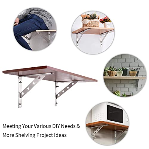 YUMORE 12 Inch Shelf Bracket, Heavy Duty L Bracket, 2 Pack - size: 12"(Soild)