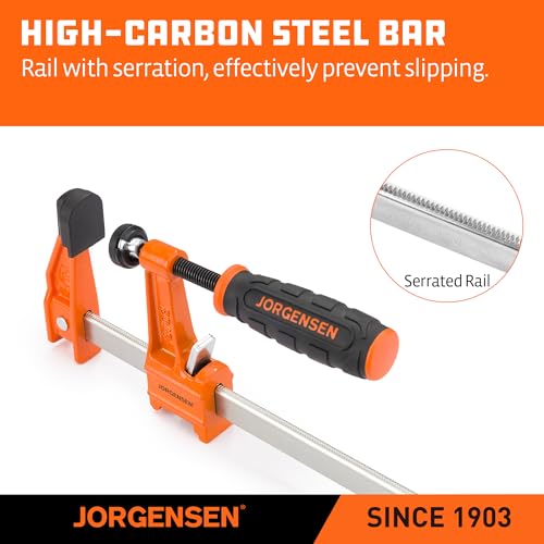 JORGENSEN 4-Pack Steel 600LBS Bar Clamps Set, 6" (2) & 12" (2) F-Clamps