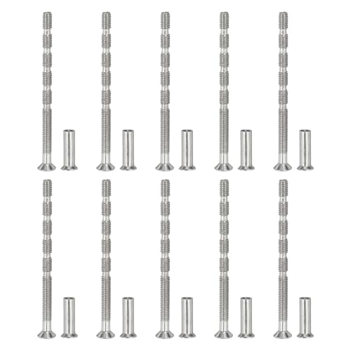 PATIKIL Cabinet Handle Screws M4 x 60mm, 10 Set Break Away Screws Drawer Pull Phillips Drive Flat Countersunk Head Bolts with Sleeve for Door Handle Lever - size: M4 x 60mm