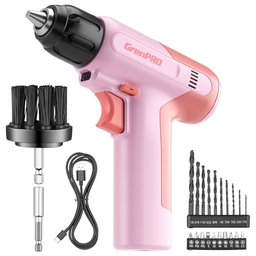 GRENPRO 7.2V Pink Cordless Drill Set for Women with 23-Piece Accessory Kit