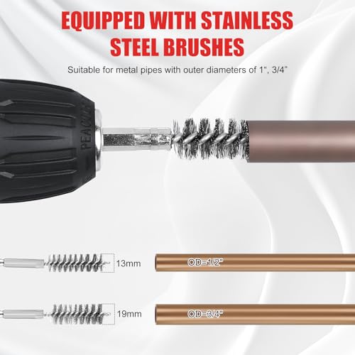 1/2" & 3/4" Copper Pipe Cleaner for Drill - Quick Rust Removal - color: 2Pcs-Aluminum Alloy