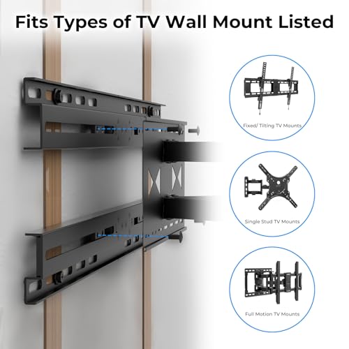 TV Wall Mount Extension Bracket for TV Wall Plate, Fits 16–24 Inch Wood Studs, Supports up to 154 lbs, Stud Spacing Adapter, TV Mount Extender wr Hardware Included