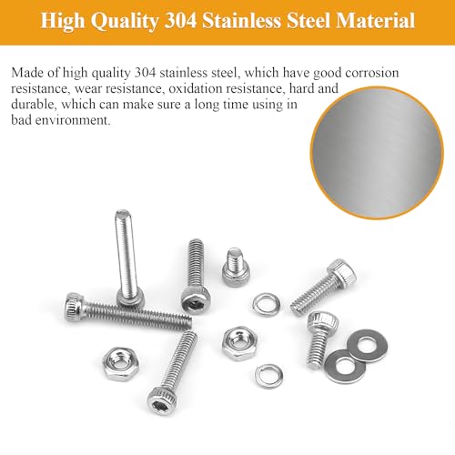 565 Pieces M2.5 Screws Nuts Washers Set, Sutemribor M2.5 x 4/6/8/10/12/16/20mm Hex Socket Head Cap Screws Nuts Washers Assortment Kit, 304 Stainless Steel, Fully Threaded - size: M2.5, style: Socket Head