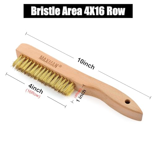 MAXMAN Brass Brush 2Pcs, 10" Soft Brass Bristle Brush, Rust/Weld Cleaner - style: 2Pcs Soft Brass Bristle Brushes