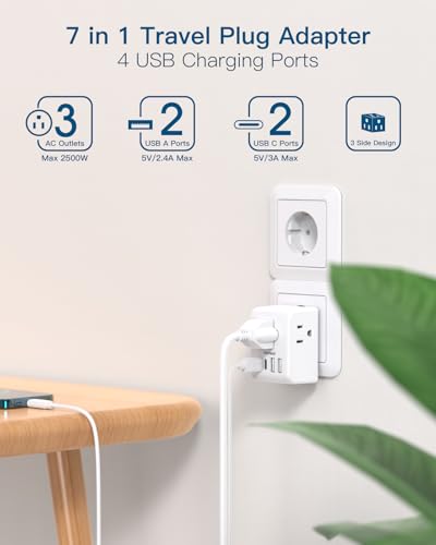2 Pack European Travel Plug Adapter, Type C Plug Adapter Travel Essentials