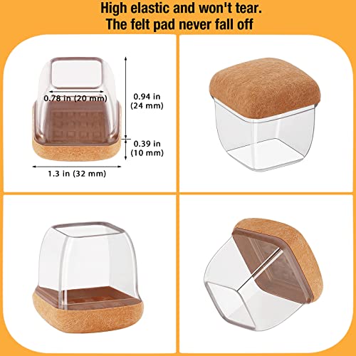 16 Pcs Square Chair Leg Floor Protectors for Hardwood Floors - size: M - 16 Pcs - Clear
