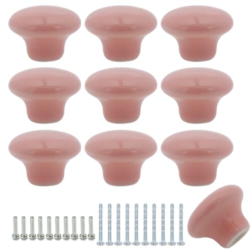 10-Pack Ceramic Cabinet Knobs Watermelon Red 32mm Round Drawer Pull - color: Watermelon Red