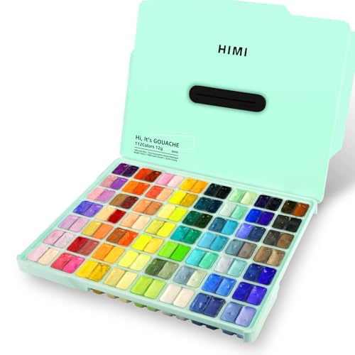 HIMI Gouache Paint Set, 112 Colors x 0.45 oz, Twin Jelly Cup, Non-Toxic - color: 112 colors