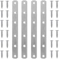 4 Pcs Straight Brackets 8 Inch Flat Brace Stainless Steel Straight Mending Plates for Wood, Heavy Duty Repair Fixing Joining Brackets with Screws - size: 4 PCS-8 inch