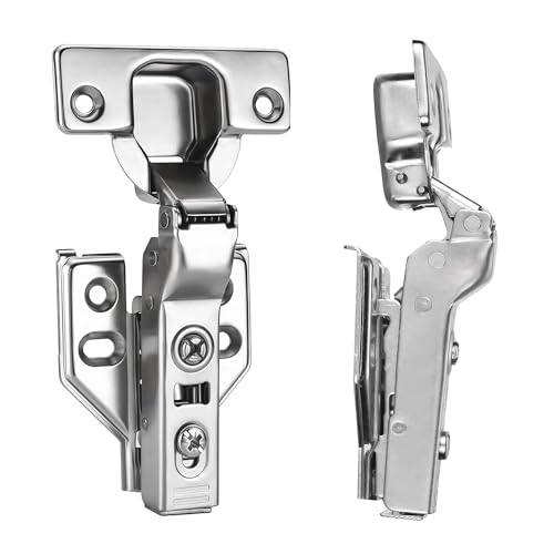 2Pcs Soft Close Half Overlay Cabinet Hinges with Clip-On Plate - color: Half Overlay, size: 2 Pieces