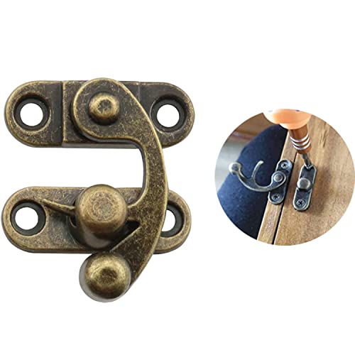 2 Sets Antique Right and Left Latch Hook Hasp and 4pcs Small Box Mini Hinges with Replacement Screws, Bronze