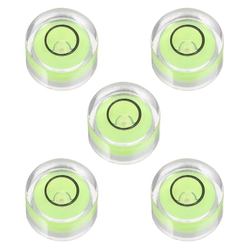 PATIKIL 5pcs Round Bubble Level 12x7mm Mini Circular Bullseye Spirit Levels Measuring Layout Tools for Leveling Camera Tripod Telescope Workshop Turntable Pictures Frame, Green
