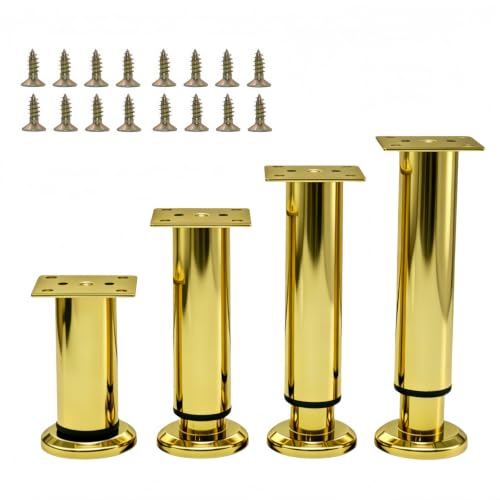 4Pcs Adjustable Gold Metal Furniture Legs 7.08-11.9 Inch Cabinet Desk Sofa - color: Gold, size: 7.08"-11.9"-Set of 4