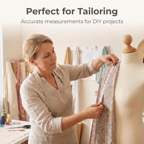 Measuring Tape for Body Measurements, Soft Tape Measure Double Scale, Has 150 Centimetre Scale on Reverse and Front 60 Inch - color: White Red