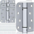 Hicarer 4 Pcs Self Closing Door Hinges, 4 Inch Spring Loaded Adjustable Tension Hinges, 5/8" Radius Corners, for Left/Right Hand Garage Front Back Door Commercial Use