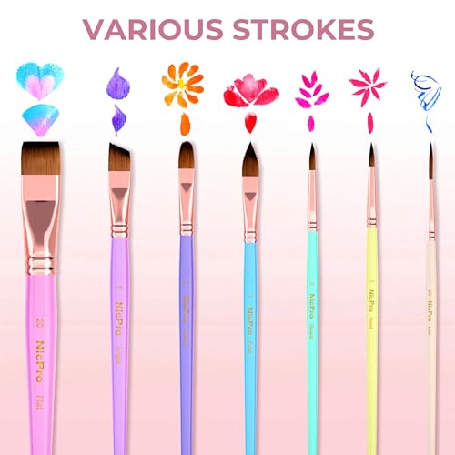 Nicpro 7pcs Face Paint Brush Set,Aesthetic Pastel Face & Body Paint Brushes - color: Pastel