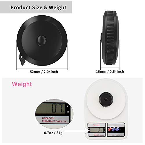 DiCUNO 3-Pack Soft Retractable Measuring Tape, 60-Inch 1.5 Meter, Black - color: Black*3pcs