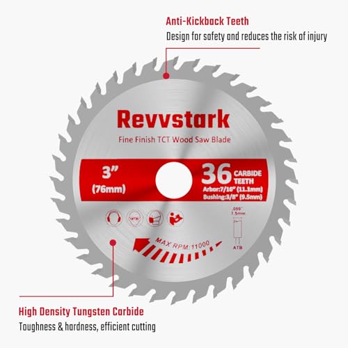 3 Pcs 3 in 36T Circular Saw Blade for Wood, Plastic, PCV, Acrylic - size: 3 In 36T(3PCS)