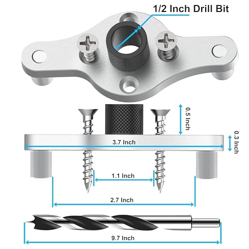 Floating Shelf Bracket Dowel Jig Kit - 1/2 Inch Drill Bit Included - Self-Centering Drill Guide for Hidden Shelf Brackets - DIY Woodworking Tool for Invisible Shelves and Mantels