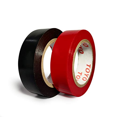 Toyo PVC Electrical Tape | Heat Resistant, Flame Retardant, Waterproof | 0.6 Inch X 30 Feet | Black and Red | 6 pcs/Pack | Adhesive for Wiring, Circuits and Home Repairs (6, Black and Red)