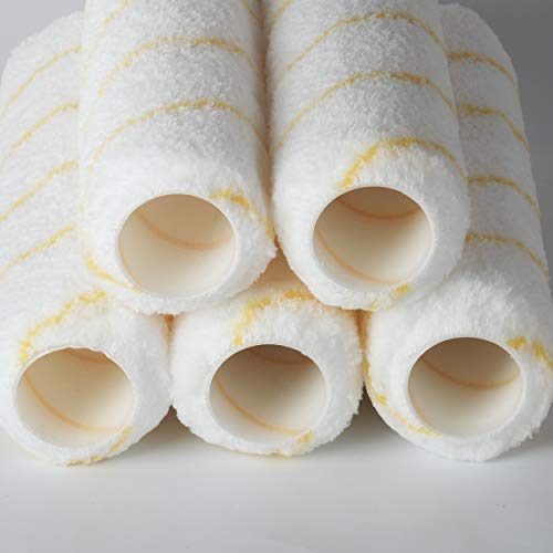 Bates- Paint Roller Covers, 9 Inch, 5 Pack 1/2" Nap - color: Yellow Stripes, size: 9 Inch, 5 Pack