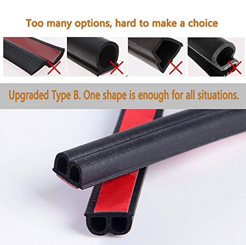 33Ft Universal Self Adhesive Weather Seal Strip for Car, 51/100 Inch Wide X 1/5 Inch Thick, Auto Door & Window Weatherstrip with Engine Cover (2 Rolls, 16.5 Ft Each) - size: 33 Feet Long
