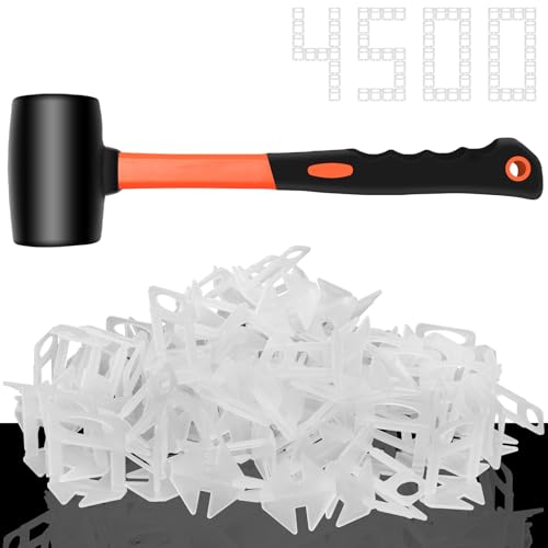 DGSL 4500 Pcs Tile Spacers1/8 Inch, Tile Leveling System with Hammer | Tile Installation Tools for Ceramic Tile and Stone Installation, Tile Leveling Clips Helps DIY and Professional Tile Layer - size: 1/8*4500