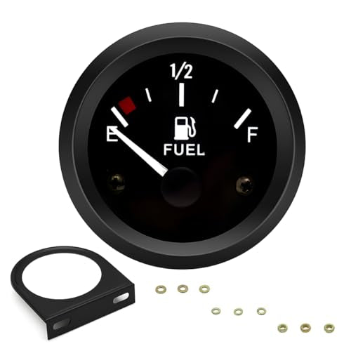 2" 52mm 12V Fuel Level Gauge Meter Kit with Nut/Bracket, Black - color: Black