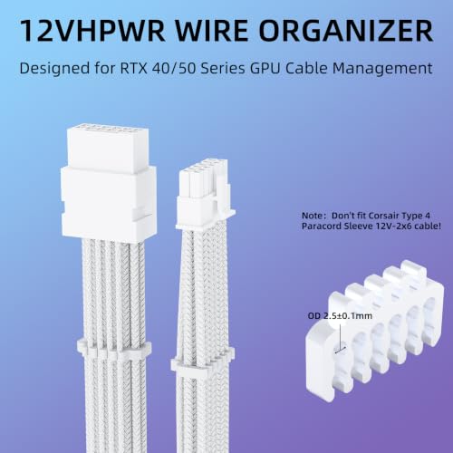 Sirlyr White 24-Pack PSU Cable Organizer Combs Kit 3.5mm for PC - color: White