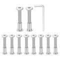 HARFINGTON 10 Set M8x50mm Hex Drive Socket Cap Bolt and M8x18mm Nuts with M5 Hex Wrench, Furniture Connector Bolts and Screws for Furniture Countersunk Belt, Silver - size: M8x50mm, M8x18mm