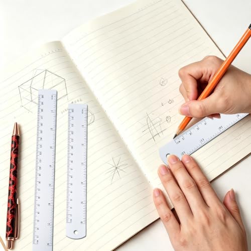 Unjoo Stainless Steel Ruler, 2-Pack, 8 Inch/20 cm Dual Scale Ruler - size: 8 inch 2 pack