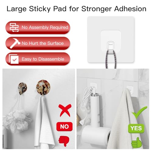 Latoxcaa Large Adhesive Hooks, 33lb Heavy Duty Utility Hooks for Hanging, 30 Pack Damage Free Sticky Hanging Hook, No Trace Self-Adhesive Wall Hook for Kitchen Bathroom Office Multiple Uses - size: 30 Clear Hooks