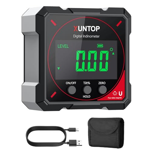 XUNTOP 4 * 90° Digital Angle Finder,4-side Strong Magnetic Level Box