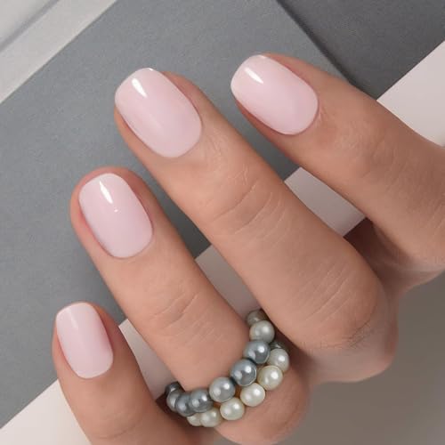 CurvLife Short Square Press On Nails, Nude Pink Milky White, Soft Gel - color: B3 -Apricot