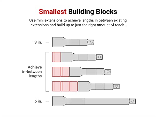 TEKTON 3/8 Inch Drive x 1 Inch Mini Extension | SHA11101 (Pack of 2) - size: 3/8 Inch Drive x 1 Inch (Pack of 2)