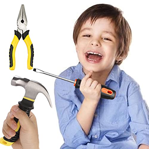 Kids Real Tool Set 25Pcs for Young Builders,Children Size Real Hand Tools Hammer,Kids Educational Tool Belt Waist Junior Boys Teens Beginner Starter Learning DIY Woodworking Construction Repair Set - size: 25 PCS
