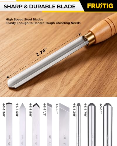8pc Lathe Chisel Set, M2 HSS Wood Turning Tools for Beginners