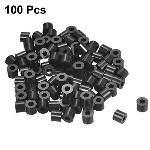 uxcell Nylon Round Spacer Washer 3.2mm ID 7mm OD 6mm Height for M3 Screws Black 100Pcs - size: 3.2mmx7mmx6mm