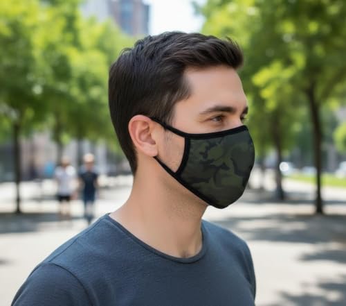Cloth Face Mask for Women, Men - Reusable Fabric Masks with Nose Wire - color: Pack 3 Camo