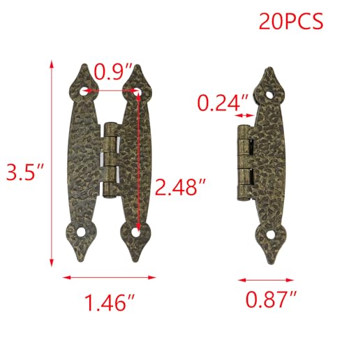 T Tulead H-Shape Cabinet Hinges Bronze Door Hinge 3.5"×1.46", 20PCS - color: Bronze-20pcs