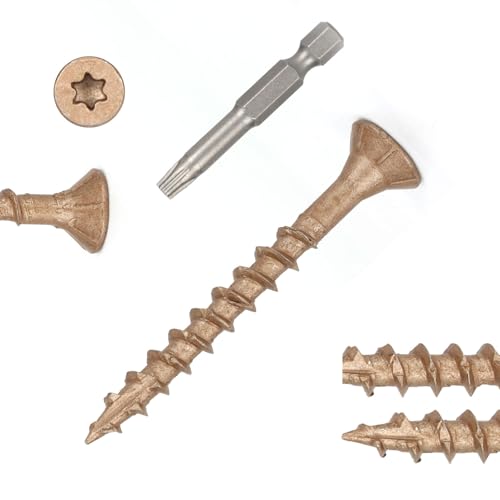 Wood Screws #8 x 1-5/8’’, T25 Star Torx Drive Flat Head Deck Screws, Brown, 154Pcs (1lb) - color: Brown, size: 8X1-5/8’’