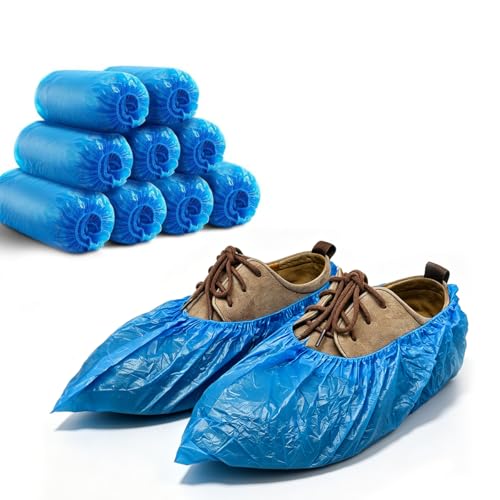 QIANSOU 100 Pack Disposable Shoe Covers Durable Waterproof Shoe Covers