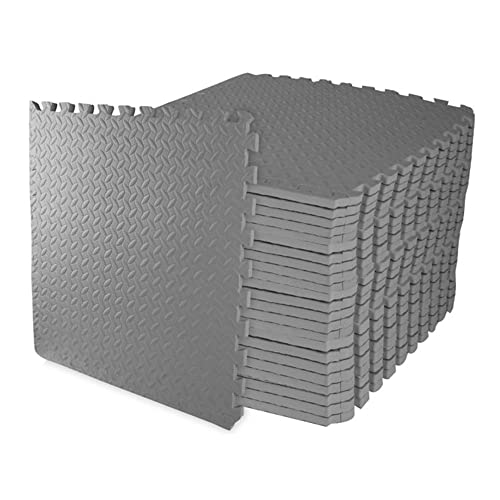 BalanceFrom Puzzle Exercise Mat 3/4-inch Thick, EVA Interlocking Foam Floor - color: Grey, style: 3/4" Thick, 96 Square Feet